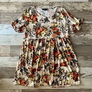 Vibe Midi Dress Ruffle Sleeve Fall Colors 2X